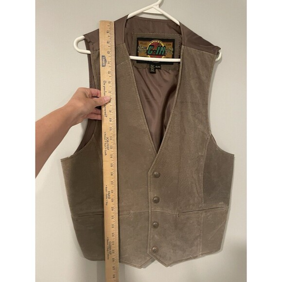 Vintage Global Identity G-III Brown Suede Vest Mens Size XL Biker Western Snap - Picture 3 of 7
